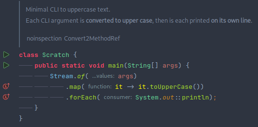 The same code as the previous code block, highlighted in a modern IDEA. The main differences are described later in the article.